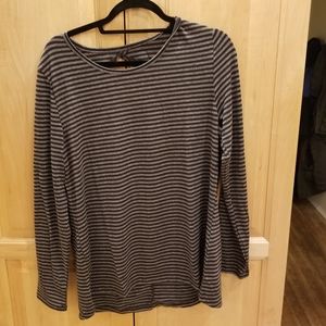 Ideology Grey Stripe Long Sleeve top L NWT